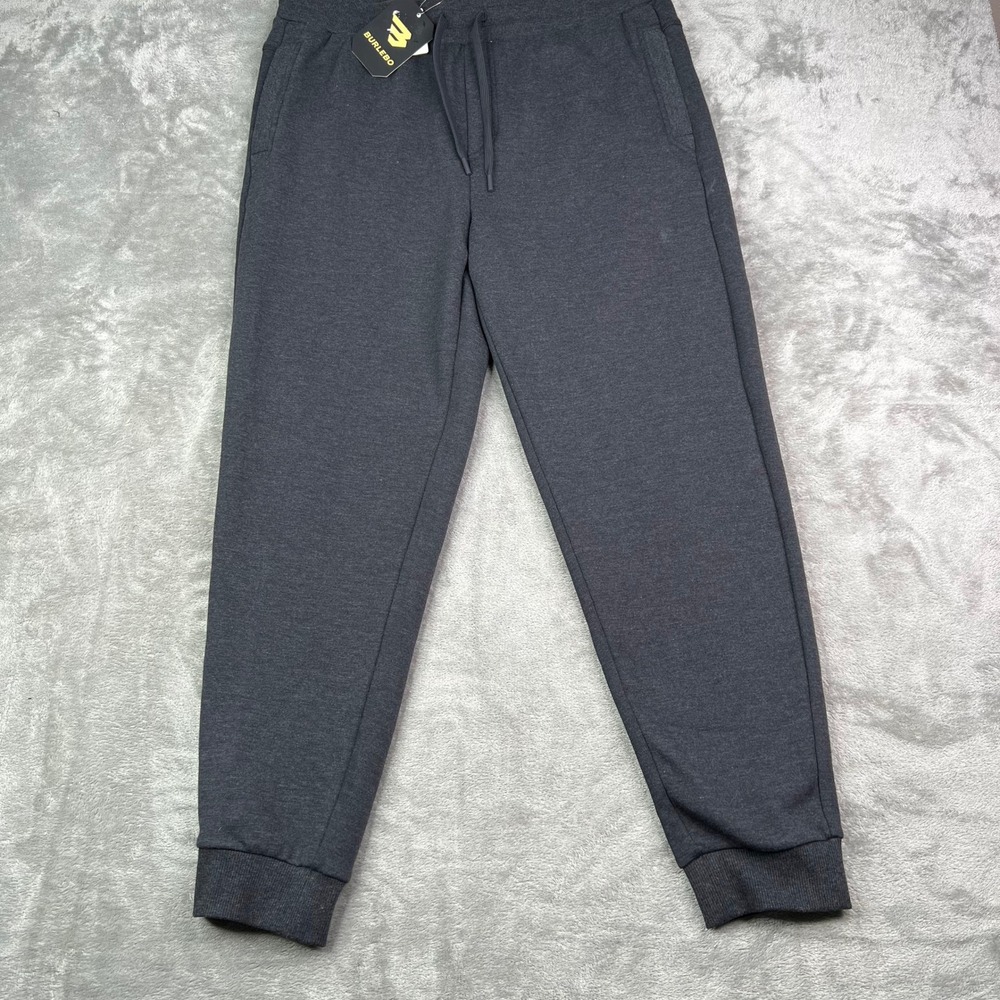 Burlebo Fleece Jogger Pants Mens XL Charcoal Heather Fleece Lined Drawstring New